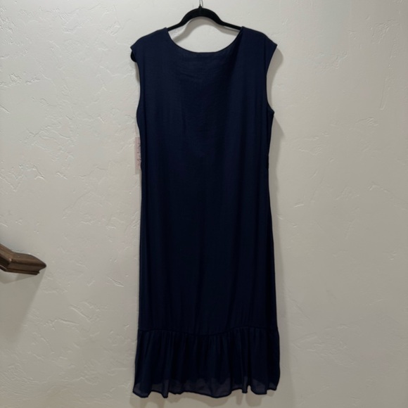 NWT Nanette Lepore Caribbean Texture Navy Blue Midi Dress Women's 10 *NO Belt - Picture 12 of 14